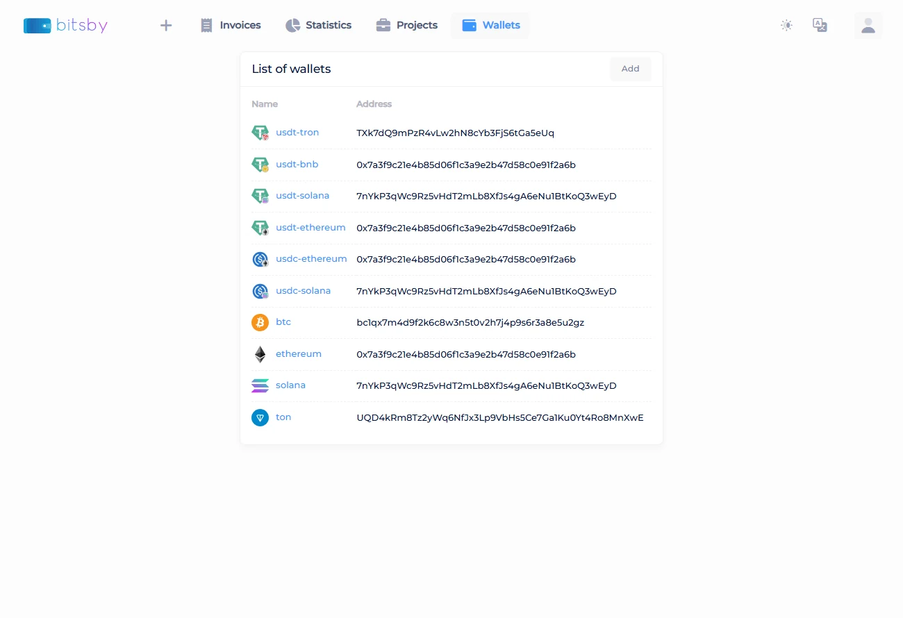 Step 2: Add your crypto wallets